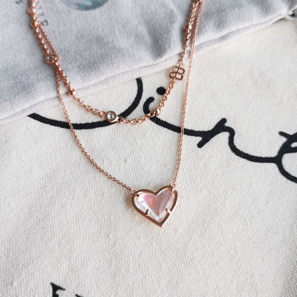 Alicia Bonnie Multi Strand Necklace - In Love - Dichroic Glass Rose Gold